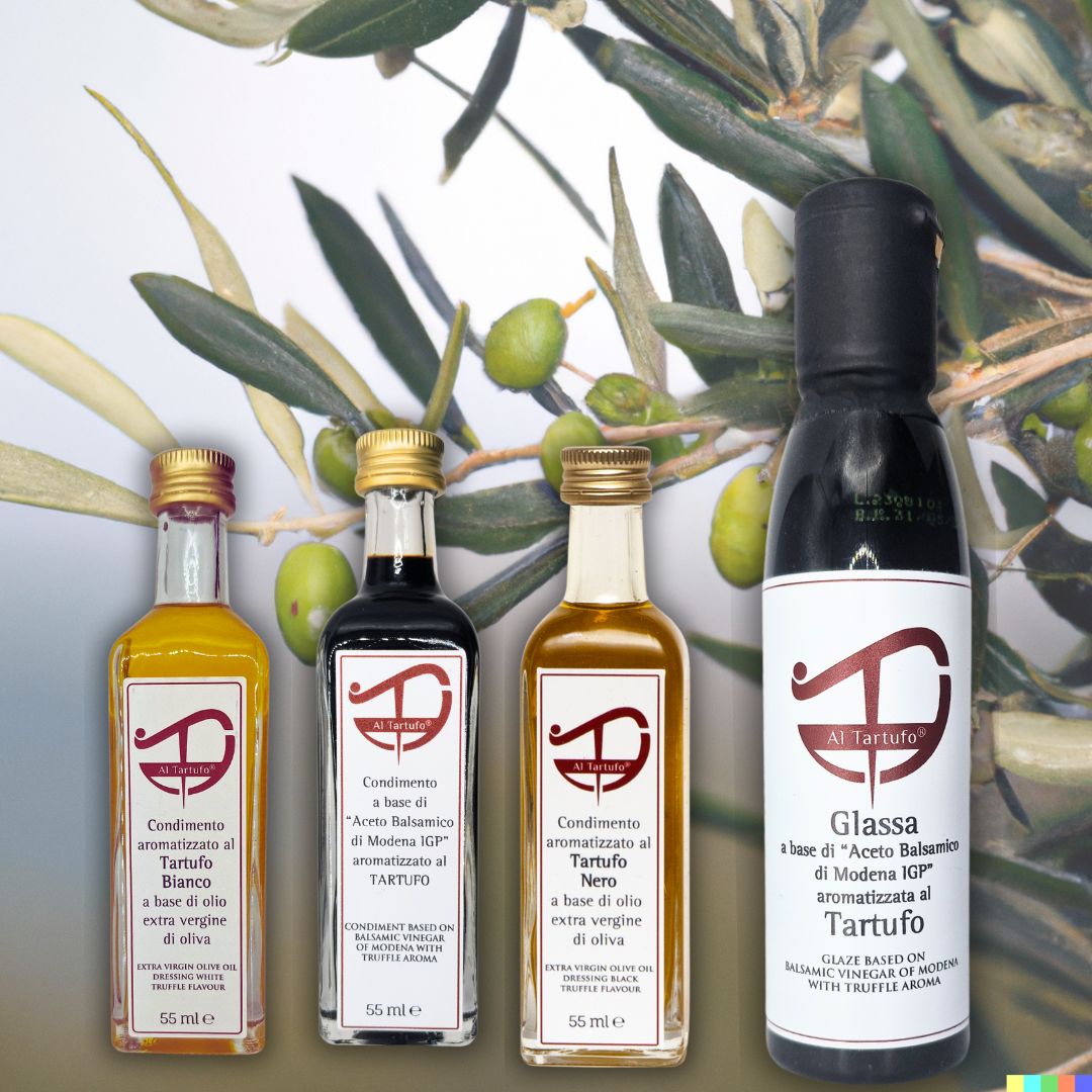 Truffle Oil&Balsamic Vinegar Box - 4 Jars of real Truffle taste + COOKBOOK